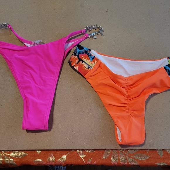 Victoria's Secret & Shein Neon Bikini Set - Pink, Orange Rhinestones Size Small - Picture 4 of 13